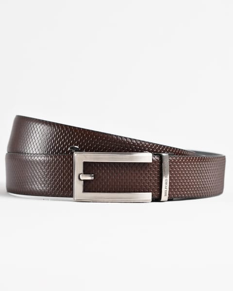 Swiss - Men's Original Leather Belt  Reversible (Salmon Black and Brown) - 28-44 - Image 5