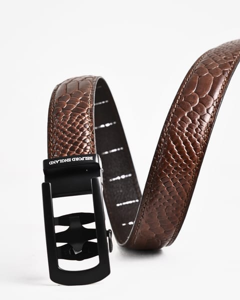 Oxford Men's Original Leather Belt  (Python Brown)  28-44 - Image 3