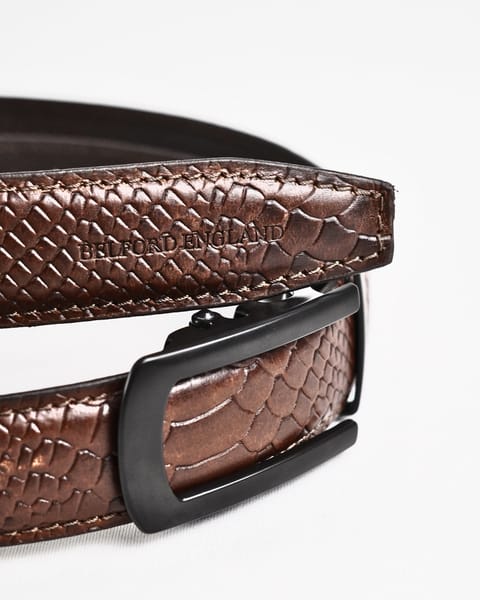 Oxford Men's Original Leather Belt  (Python Brown)  28-44 - Image 6