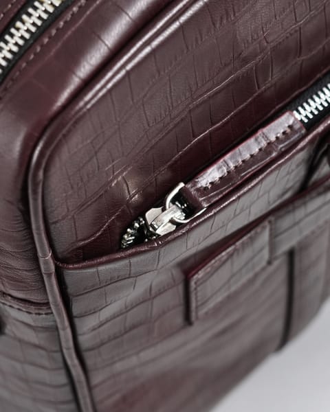 Executive Men's Original Leather Briefcase (Croco Cherry) - Image 7
