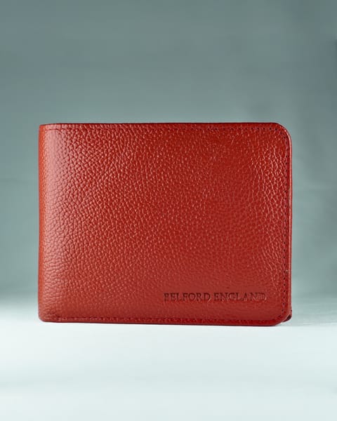 Redburry Men’s Original Leather Wallet (Red)