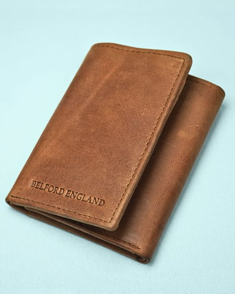 Donchester Men’s Original Leather Tri-Fold Wallet (Vintage Tan)