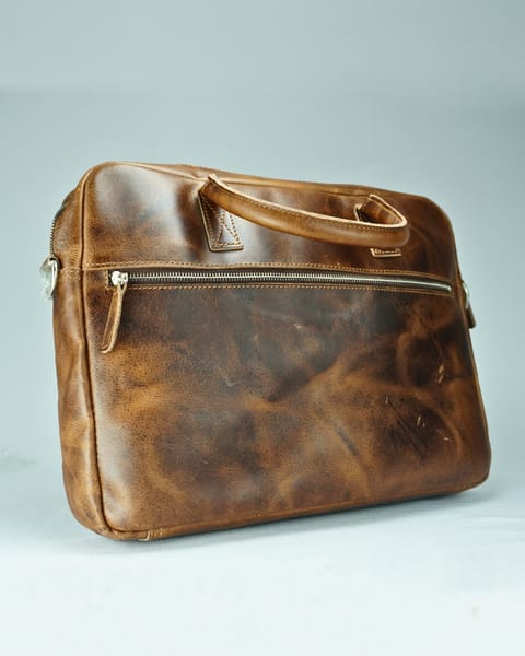 Executive Men's Original Leather Laptop Bag (Vintage Brown) - Image 2