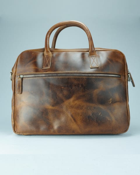Executive Men's Original Leather Laptop Bag (Vintage Brown) - Image 3
