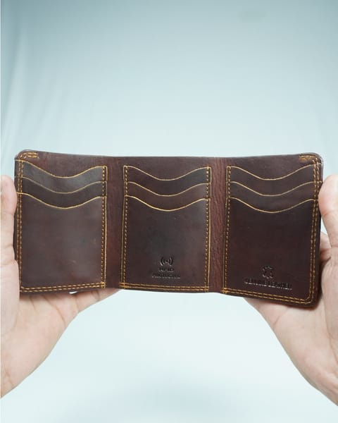 Enfield - Men’s Original Leather Tri-Fold Wallet (Vintage Brown) - Image 6