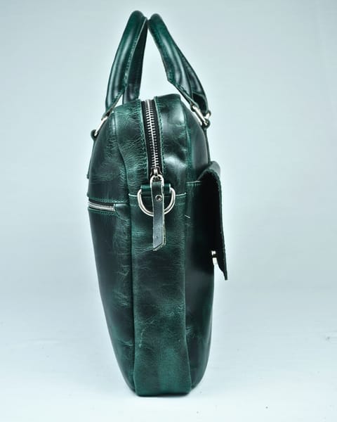 Executive Men's Original Leather Laptop Bag (Vintage Green) - Image 5