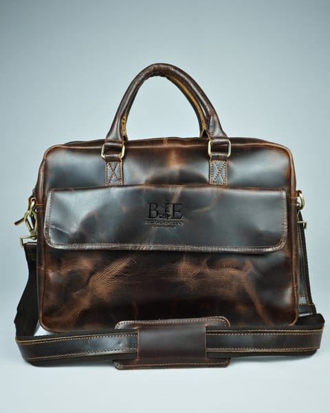 Executive Men's Original Leather Laptop Bag (Vintage Brown) - Image 3