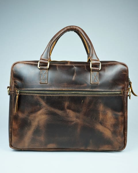 Executive Men's Original Leather Laptop Bag (Vintage Brown) - Image 4