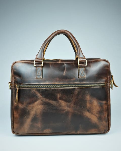 Executive Men's Original Leather Laptop Bag (Vintage Brown) - Image 6