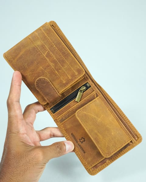 Cambridge - Men’s Original Leather Wallet (Vintage Rustic Tan) - Image 6