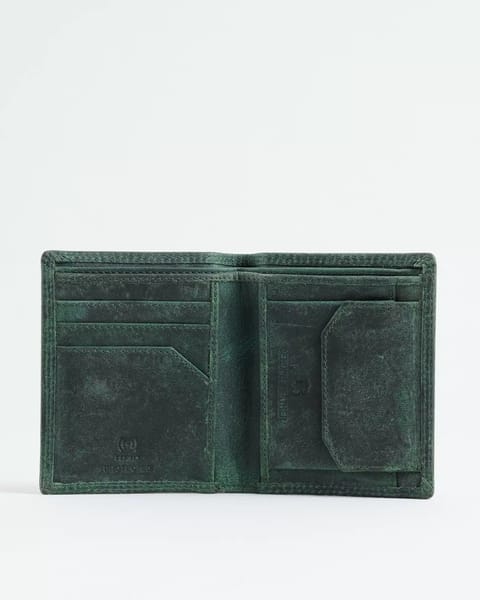 Hyde(Sleek Series) Men’s Original Leather Wallet (Rugged Green)