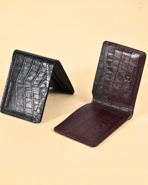 Berlin (Sleek Series) - Men’s Original Leather Wallet (Croco Cherry) - Image 3