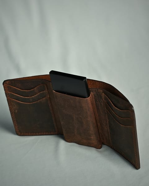 Detroit - Men’s Original Leather [Smart Card Pop UP] Wallet (Rugged Brown) - Image 3