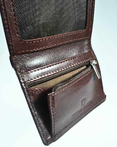 Dublin - Men’s Original Leather Trifold Wallet (Cherry) - Image 4