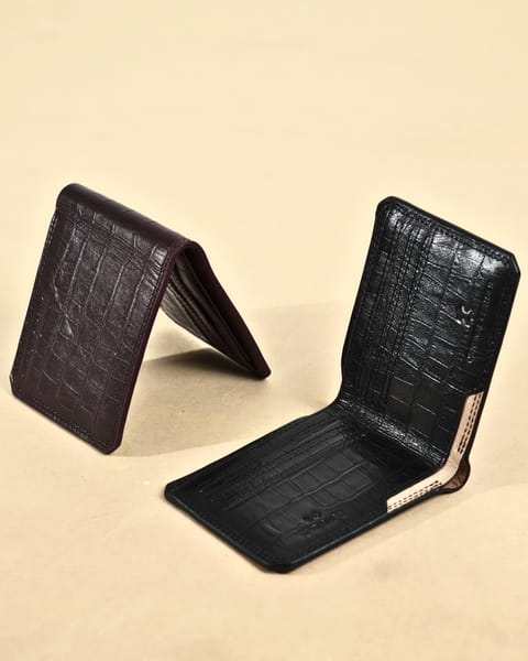 Liverpool (Sleek Series) - Men’s Original Leather Wallet (Croco Black) - Image 3