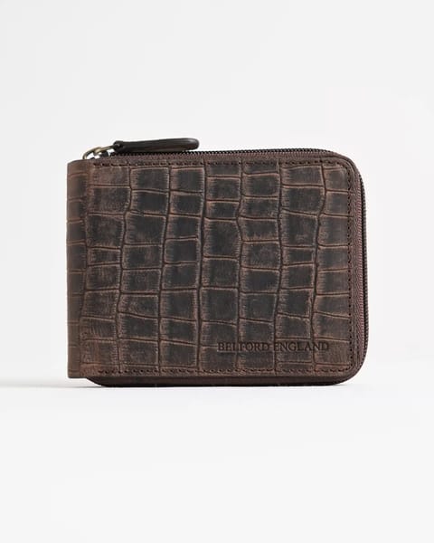 Tokyo Men’s Original Leather Wallet (Croco Rugged Brown)