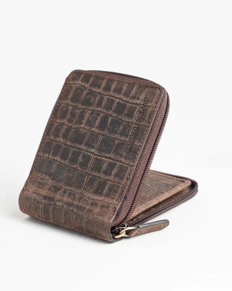 Tokyo Men’s Original Leather Wallet (Croco Rugged Brown) - Image 6