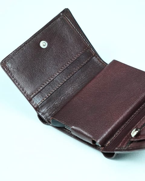 Detroit - Men’s Original Leather [Smart Card Pop UP]  Wallet (Cherry) - Image 10