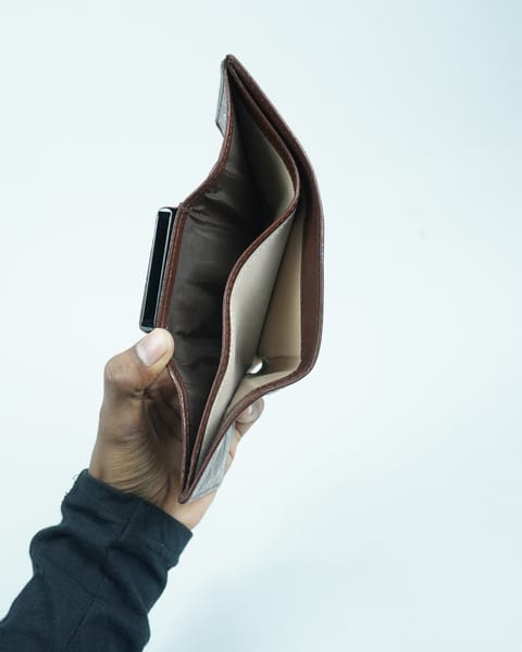 Detroit - Men’s Original Leather [Smart Card Pop UP] Wallet (Croco Rich Brown) - Image 9