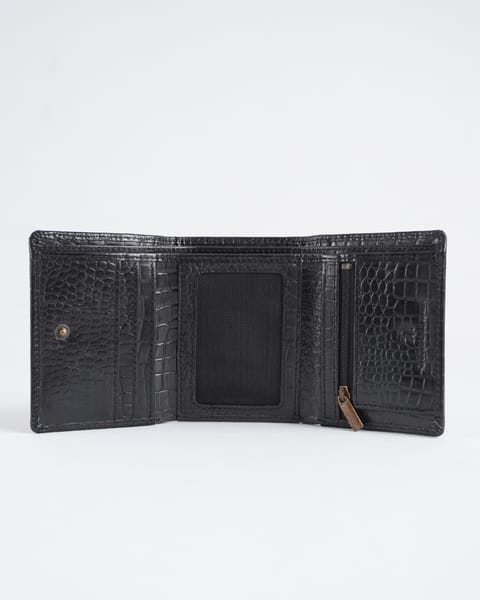 Dublin - Men’s Original Leather Trifold Wallet (Croco Black) - Image 2