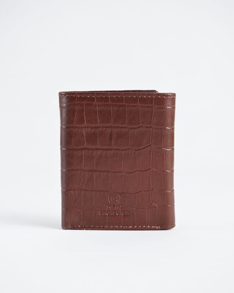 Dublin - Men’s Original Leather Trifold Wallet (Croco Rich Brown) - Image 3