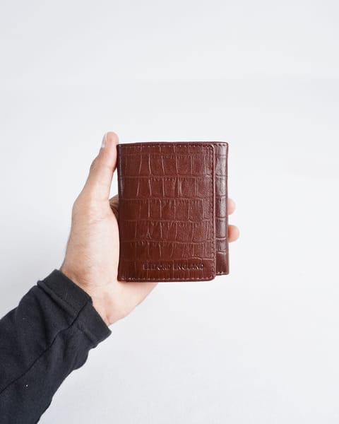Dublin - Men’s Original Leather Trifold Wallet (Croco Rich Brown) - Image 5