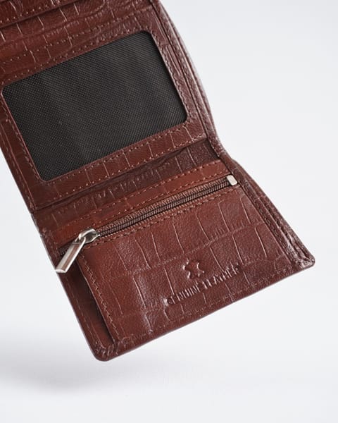 Dublin - Men’s Original Leather Trifold Wallet (Croco Rich Brown) - Image 8