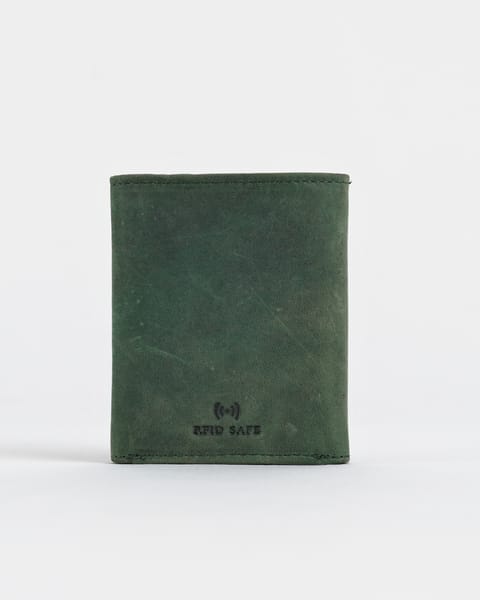 Dublin - Men’s Original Leather Trifold Wallet (Rugged Green) - Image 3