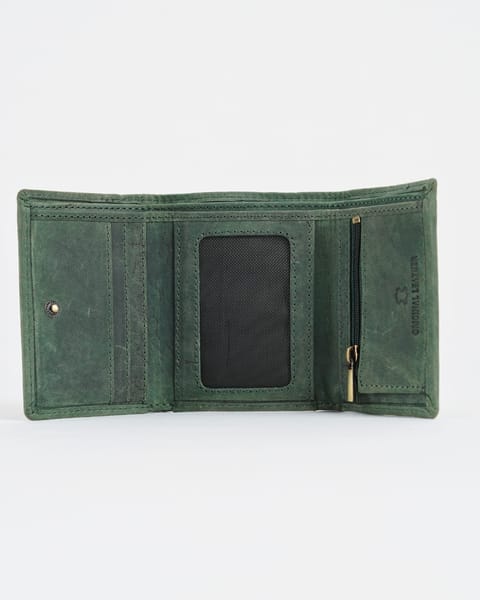Dublin - Men’s Original Leather Trifold Wallet (Rugged Green) - Image 4