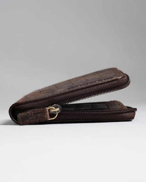 Tokyo Men’s Original Leather Wallet (Croco Vintage Brown) - Image 5