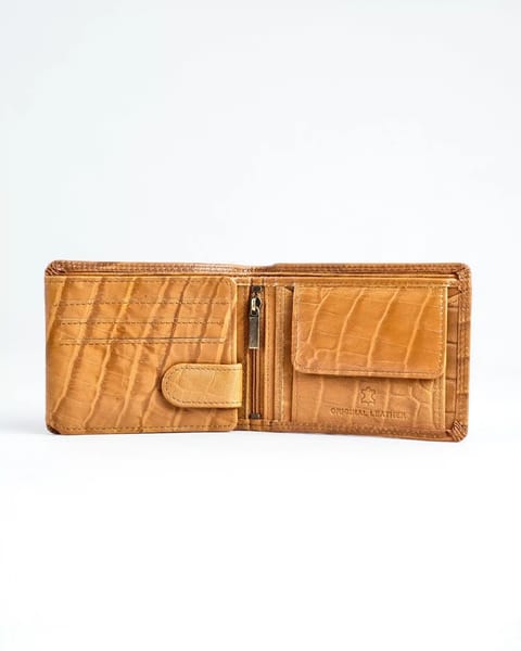 Cambridge Men’s Original Leather Wallet (Croco Rich Tan) - Image 4