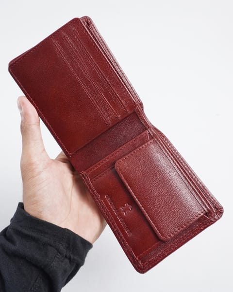 Hudson Men’s Original Leather Wallet (Brown & Cherry Blend) - Image 6