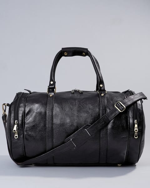 Weekender Duffle  - Original Leather Travel Bag (Black)