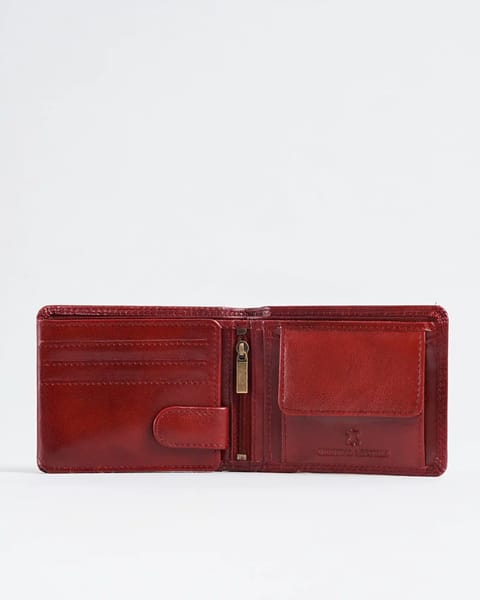 Cambridge Men’s Original Leather Wallet (Luxury Brown & Cherry Blend) - Image 2