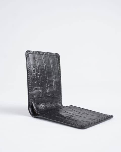 Conway (Sleek Series)- Men’s Original Leather Wallet (Croco Black) - Image 2