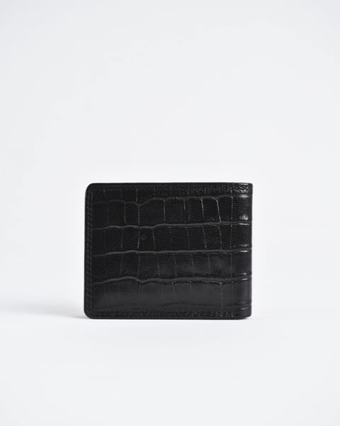 Conway (Sleek Series)- Men’s Original Leather Wallet (Croco Black) - Image 4