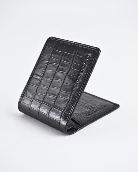 Conway (Sleek Series)- Men’s Original Leather Wallet (Croco Black) - Image 6