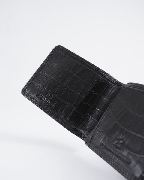 Conway (Sleek Series)- Men’s Original Leather Wallet (Croco Black) - Image 8