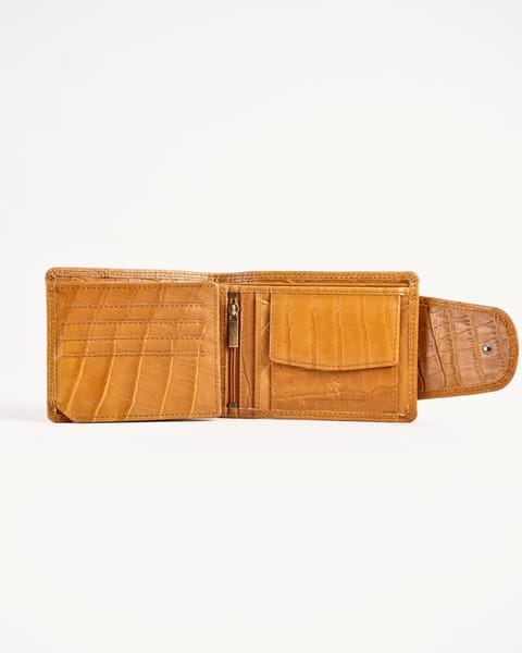 Derby - Men’s Original Leather Wallet (Almond Croco Brown ) - Image 3