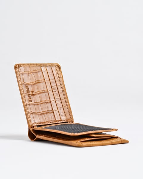 Hudson Men’s Original Leather Wallet (Almond Croco Brown) - Image 12