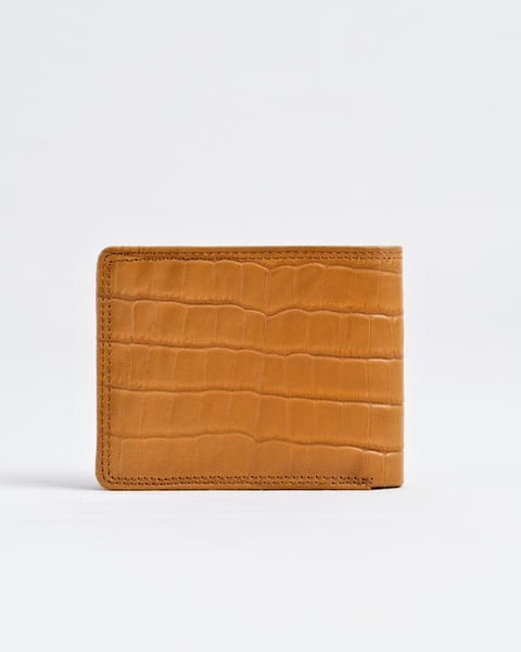 Hudson Men’s Original Leather Wallet (Almond Croco Brown) - Image 13