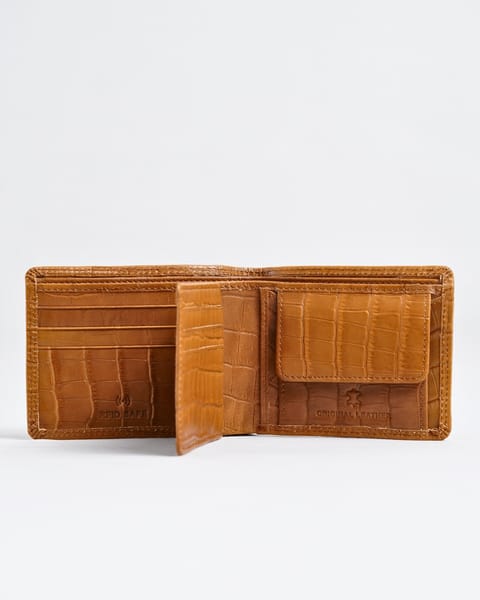 Hudson Men’s Original Leather Wallet (Almond Croco Brown) - Image 2