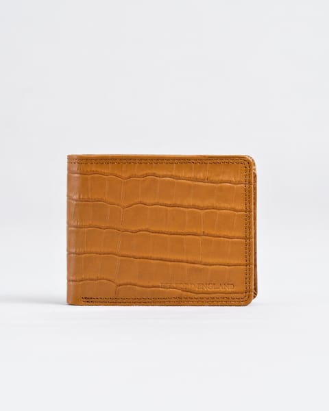 Hudson Men’s Original Leather Wallet (Almond Croco Brown) - Image 3