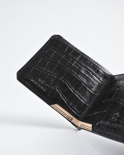 Liverpool (Sleek Series) - Men’s Original Leather Wallet (Croco Black) - Image 6