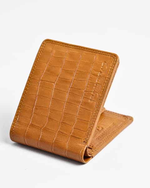 Tanner Men’s Original Leather Wallet  (Almond Croco Brown) - Image 2