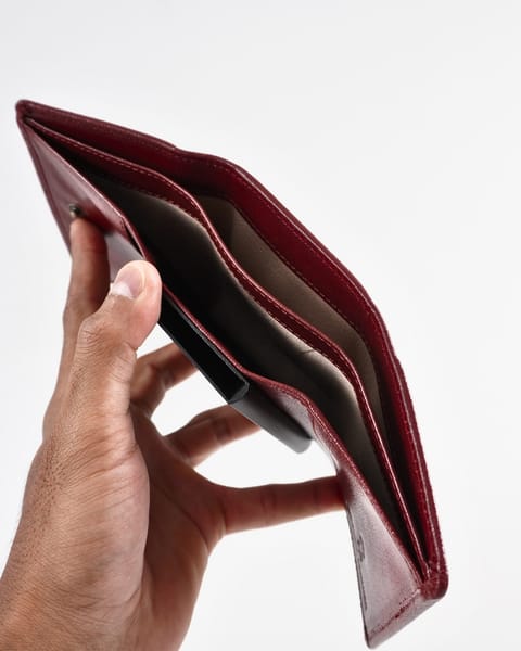 Barcelano - Men’s Original Leather Wallet | One-Click Card Access (Brown and Cherry Blend) - Image 4