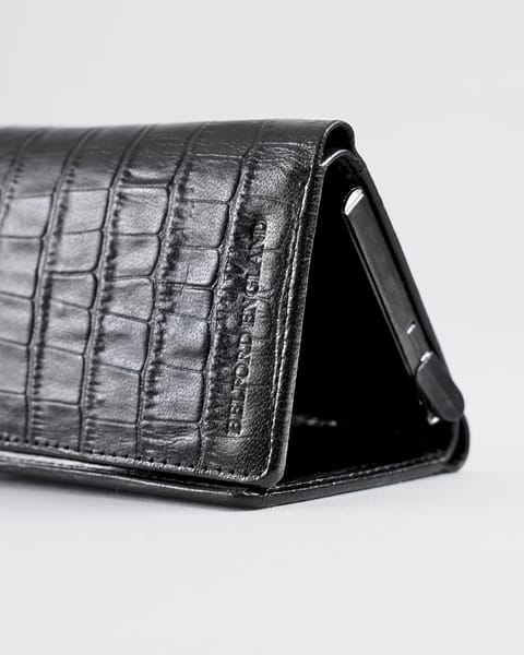 Barcelano - Men’s Original Leather Wallet | One -Click Card Access (Croco Black) - Image 5