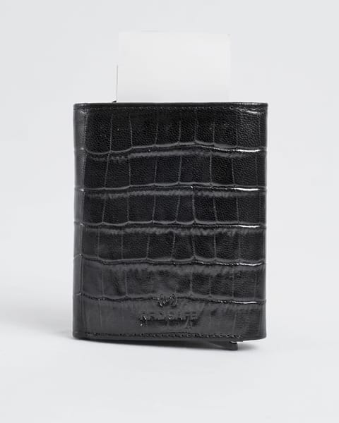 Barcelano - Men’s Original Leather Wallet | One -Click Card Access (Croco Black) - Image 7