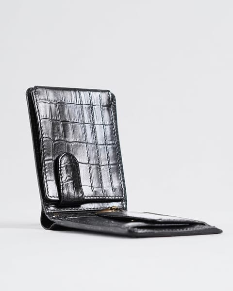 Cambridge Men’s Original Soft Leather Wallet (Croco Black) - Image 3