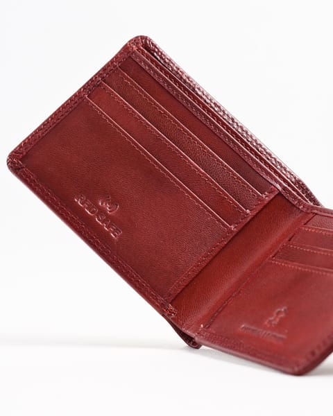 Real Madrid - Men’s Original Sleek Leather Wallet (Brown and Cherry Blend) - Image 2